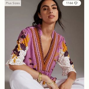 New embroidered Anthropologie tunic. By UK brand Bl-nk. Size medium.